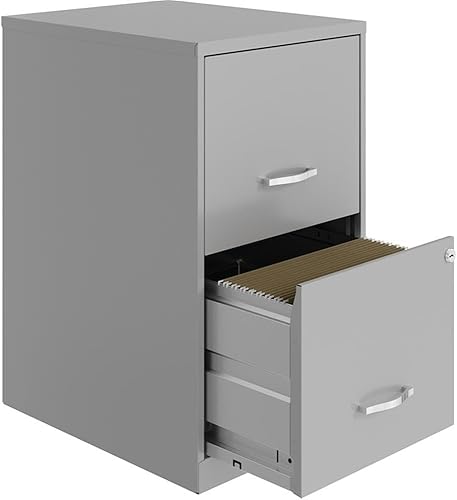 Miniatura 5 de UrbanPro Archivador metálico de 18" con 2 cajones en acabado plateado ártico