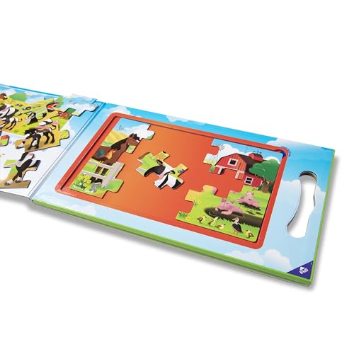 Image of Melissa & Doug Take-Along Magnetic Jigsaw Puzzle Set - On the Farm (2 x 15 Piece) Travel Activity Toy for Preschoolers and Kids Ages 3+ - FSC Certified (Pack of 12)