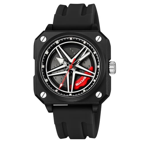 Image of SKMEI Silicone Men's Analog Quartz Sports Watch Waterproof & Trendy Wheels Rolling Design 2362