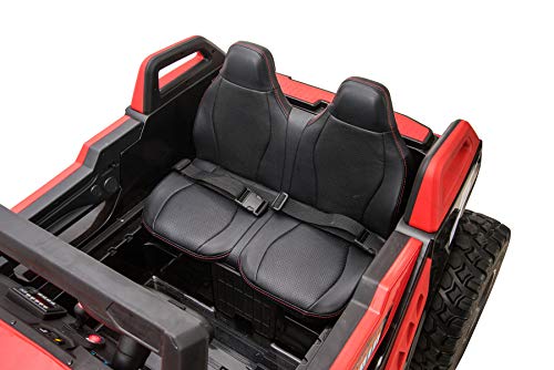 ES-TOYS Kinderfahrzeug - Elektro Auto Riesen Buggy - 2X 12V7A Akku,4x75W Motoren- 2,4Ghz, Allrad+2 Sitzer+Ledersitz+Eva (Rot) – Bild 5