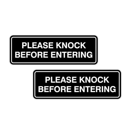 Standard Please Knock Before Entering Sign - Black - Small 2 Pack