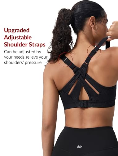 Image of Yvette Sports Bra High Impact Adjustable Criss Cross Back, Full Support for Large Bust No Bounce