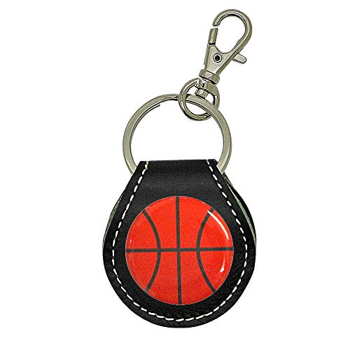 小銭が入る キーホルダー キーリング 牛革 部活動 スポーツ 習い事 携帯 コインホルダー コインケース 小銭入れ 500円硬貨 バスケットボール ブラック