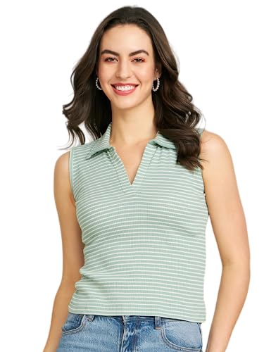 Image of Modeve Women Ribbed Sleeveless Fitted Top for Summer