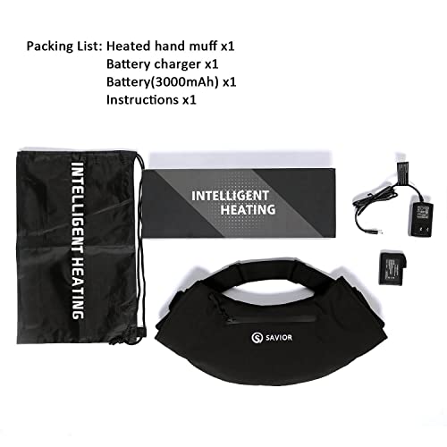 SAVIOR HEAT Heated Hand Muff, Electric Heating Hand Warmer Pouch for Winter Outdoor Hunting Camping Golf Photography(Black, 3000mAh)