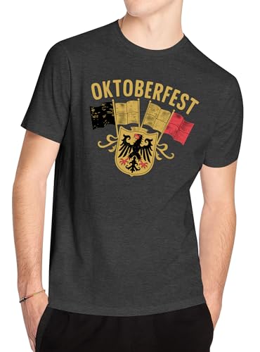 Oktoberfest Tee Shirts Men: Let's Get Schnitzel Faced Shirt Vintage German Oktoberfest Party Tops Short Sleeve3