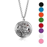 Wild Essentials Wild Horse Essential Oil Diffuser Nickel Free Alloy Locket Pendant with 24 inch Chain, 8 Refill Pads, Customizable Color Changing Perfume Jewelry for Aromatherapy