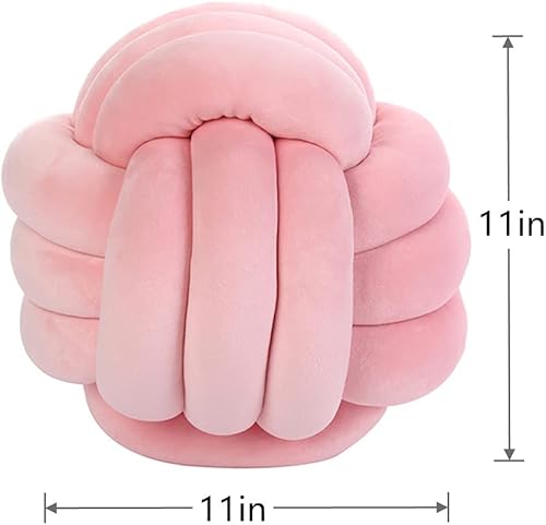 Miniatura 2 de Almohada redonda con nudo para decoración de habitación de los niños, juguete de peluche calmante para aliviar el estrés (rosa, 11 pulgadas11.0in)