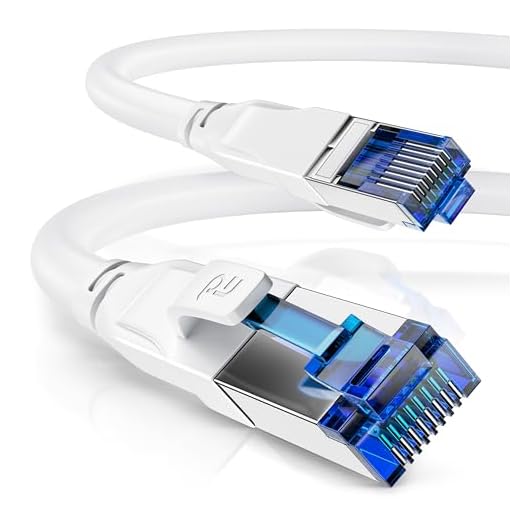 CSL – 20 m Cat.8 nätverkskabel 40 Gbit/s – LAN-kabel patchkabel datakabel – CAT 8 hög hastighet Gigabit Ethernet-kabel – 40 000 Mbps fiberoptisk hastighet – S/FTP PIMF skärm RJ45-kontakt, vit
