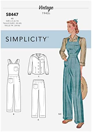 Simplicity SS8447U5 Women's Vintage Pants, Overalls and Blouses Sewing Pattern, Sizes 16-24 image 3