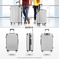 BEIBYE Hartschalenkoffer XL 76 cm – großer Reisekoffer für Familienreisen, leicht, robust, ABS, 360° Doppelrollen, Zahlenschloss, Silber – Ansicht 3