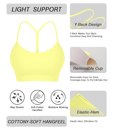 Image of Comper Y Back Sports Bra for Women Low Impact Racerback Workout Bras Sexy Thin Straps Yoga Bras with Removable Pads
