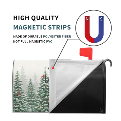 Image of Winter Welcome Mailbox Covers Magnetic Standard Size 21x18, Winter Cardinal Birds Decoration Mailbox Wraps Nature Snowy Forest Post Letter Box Cover for Home Garden Outdoor Yard