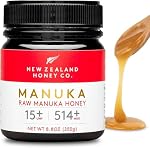 New Zealand Honey Co. Raw Manuka Honey UMF 15+ MGO 514+ - Monofloral, New Zealand Sourced with Natural Pollens and Enzymes - UMF Certified for Daily Wellness - 250g (8.8oz)