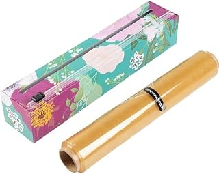 Chicwrap Spring Flowers Refillable Plastic Wrap Dispenser - One 12" x 250' Roll of Professional Grade Plastic Wrap - BPA Free and Kosher Certified - Reusable Dispenser w/Slide Cutter