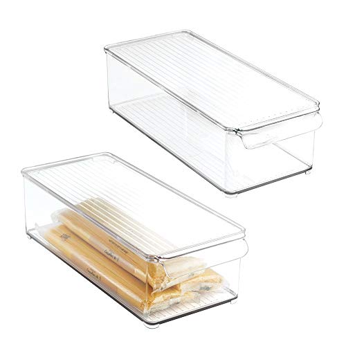 mDesign Plastic Food Storage Container Bin with Lid and Handle for Kitchen, Pantry
