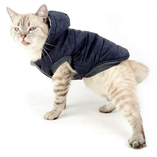 Selmai Fleece Dog Hoodie Winter Coat For Small Boy Dog Cat Puppy Cotton Hooded Jacket Chihuahua Clothes Blue L #TOP1