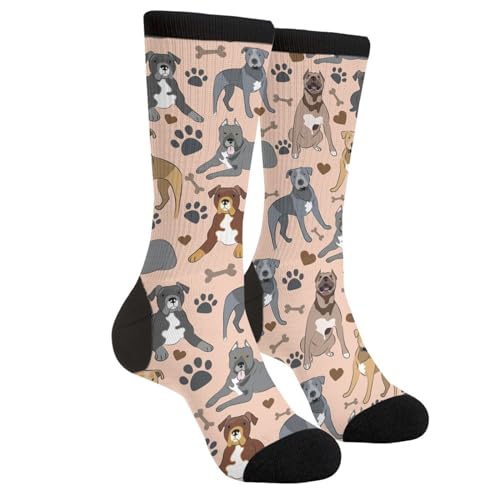 ACPPXF Cute Pitbull Dog Socks Funny Crew Dress Socks For Men Women