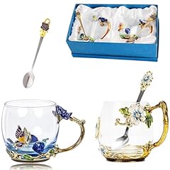 Blue rose & butterfly daisy cup