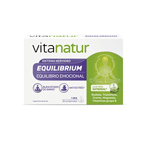 Vitanatur - Equilibrium, Complemento Alimenticio Con Ingredientes Específicos Para Ayudar Al Equilibrio Emocional Con Azafrán, Rodiola, Triptófano, Vitaminas Y Magnesio - Comprimidos