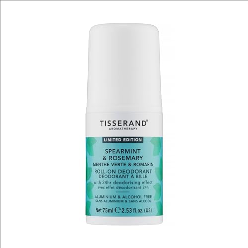 Tisserand - Natural Roll-On Deodorant - Spearmint & Rosemary - Unisex - 75ml - Organic & Long-Lasting Protection - 1 x Deodorant Bottle