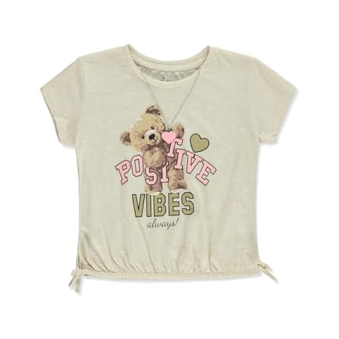Star Ride Girls' 2-Piece T-Shirt Necklace Set - Oatmeal, 10-12 Cover
