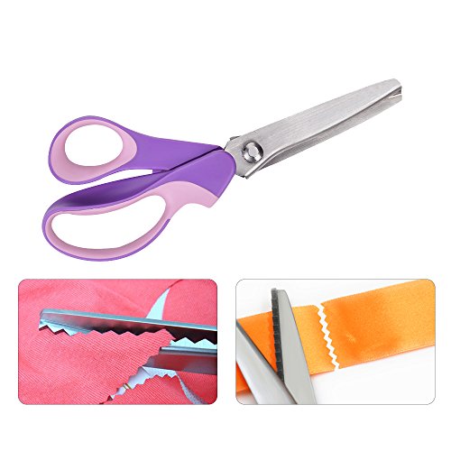 Miniatura 2 de Hollylife Tijera Dentada Costura 5 Mm De Acero Inoxidable, Corte En Zig Zag, Tijeras Profesionales De Corte Confección Costura 9.2 Púrpura