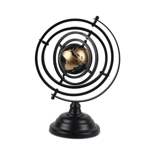 Globo terrestre em ferro A31,5cm D8cm preto e dourado L Hermitage - Full Fit