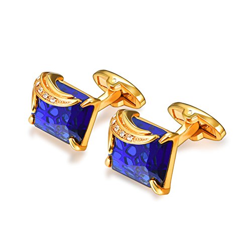 U7 Crystal Cufflinks Women Men Metal Gold/Platinum Plated Fancy Stone