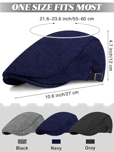 Kuttor UA5530 3 Pack Men'S Herringbone Flat Newsboy Hat Classic Gatsby Cabbie Golf Cap Trendy Flat Cap thumb #1