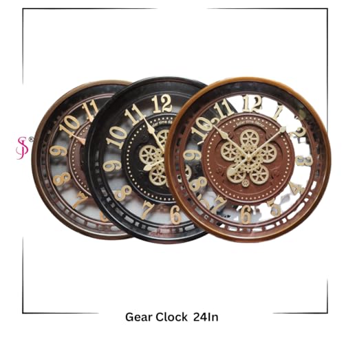 Image of 24 Inch Gear Clock Solar Brand [Biggest Gear Clock in India] - Timeless Indian Clocks Crafted with Precision