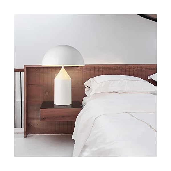 Meefad Mushroom Bedside Lamp, Modern Table Lamp with Heavy Base, Dome Shaped Night Light, Accent Lamp for Bedroom Reading Nightstand (White) - Image 5