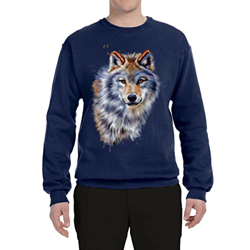 Wild Bobby Wolf Oil Painting Animal Lover Unisex Crewneck Graphic Sweatshirt3