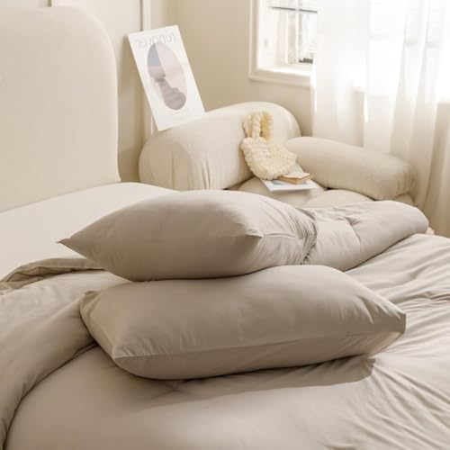 Image of ROSGONIA Oversized King Comforter 120x120, 3pcs Super King Comforter (1 Oatmeal Comforter & 2 Pillowcases) Lightweight Warm Bedding Set Blanket Quilt