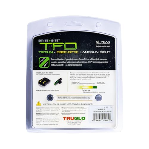 Image of TRUGLO TFO Tritium & Fiber-Optic Handgun Sight | Snag-Resistant Front & Rear Bright Night Sights, Compatible with Glock Handguns