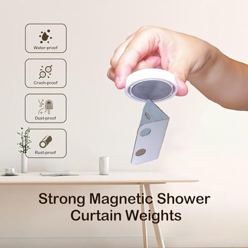 Emlthory 6 PCS 3 Sets Shower Curtain Weights Bottom, Magnetic Heavy Duty Weights Premium Shower Curtain Liner Clips Added Weight thumb #5