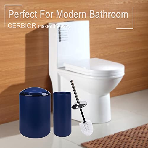 CERBIOR Bathroom Accessories Set 6 Piece Bath Ensemble Includes Soap Dispenser, Toothbrush Holder, Toothbrush Cup, Soap Dish for Decorative Countertop and Housewarming Gift (Navy) - Thumbnail 7