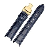 Generico Cinturino in pelle compatibile con MK Mk2277 2425 cinturino tacca da tavolo Michael Kors Mike Coles for orologio femminile(Dark blue gold,16x8mm)