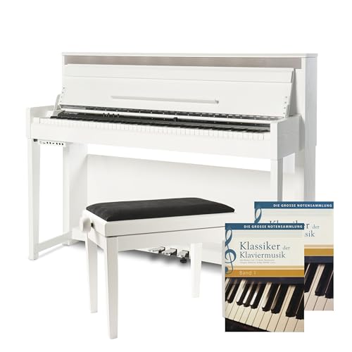 Digitalpiano Set Fame DP-6500 WH Weiß - Inkl. Klavierbank, Studio-Kopfhörer & Notensammlung, 2x30W Lautsprecher, Effektprozessor - Ideal für Anfänger & Profis