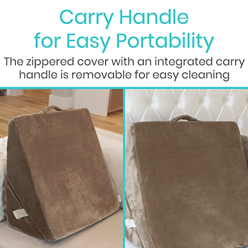 Xtra-Comfort Bed Wedge Pillow - Folding Memory Foam Incline Cushion System For Back And Legs - Triangle Shaped For Reading, Support - Washable #TOP6