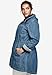 ellos Plus Size Hooded Anorak Denim Jacket - 28, Dark Blue Stonewash