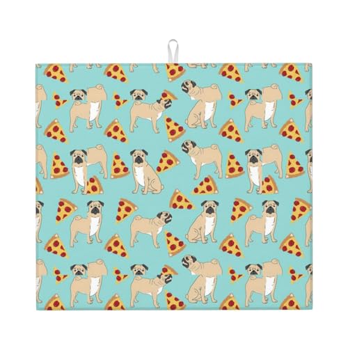 Pizza Party. Print Tappetino Scolatutto Tappetini Bancone Cucina Microfibra Tappetino Scolastoviglie Per Piani Bicchieri Caffettiera 46X61Cm