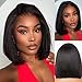 Beauty Forever Yaki Straight Glueless Bob Wig Human Hair 7X5 Bye Bye Knots Wear and Go Drawstring Wig Pre Cut Lace Closure Wig Pre Plucked No Skill Needed 150% Density 12inch