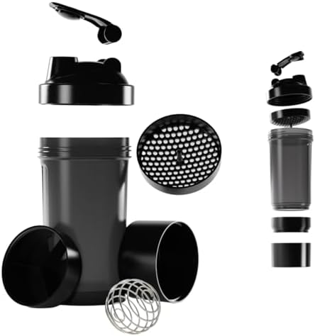 Coqueteleira Shaker Academia Compartimento Suplementos Divisórias...