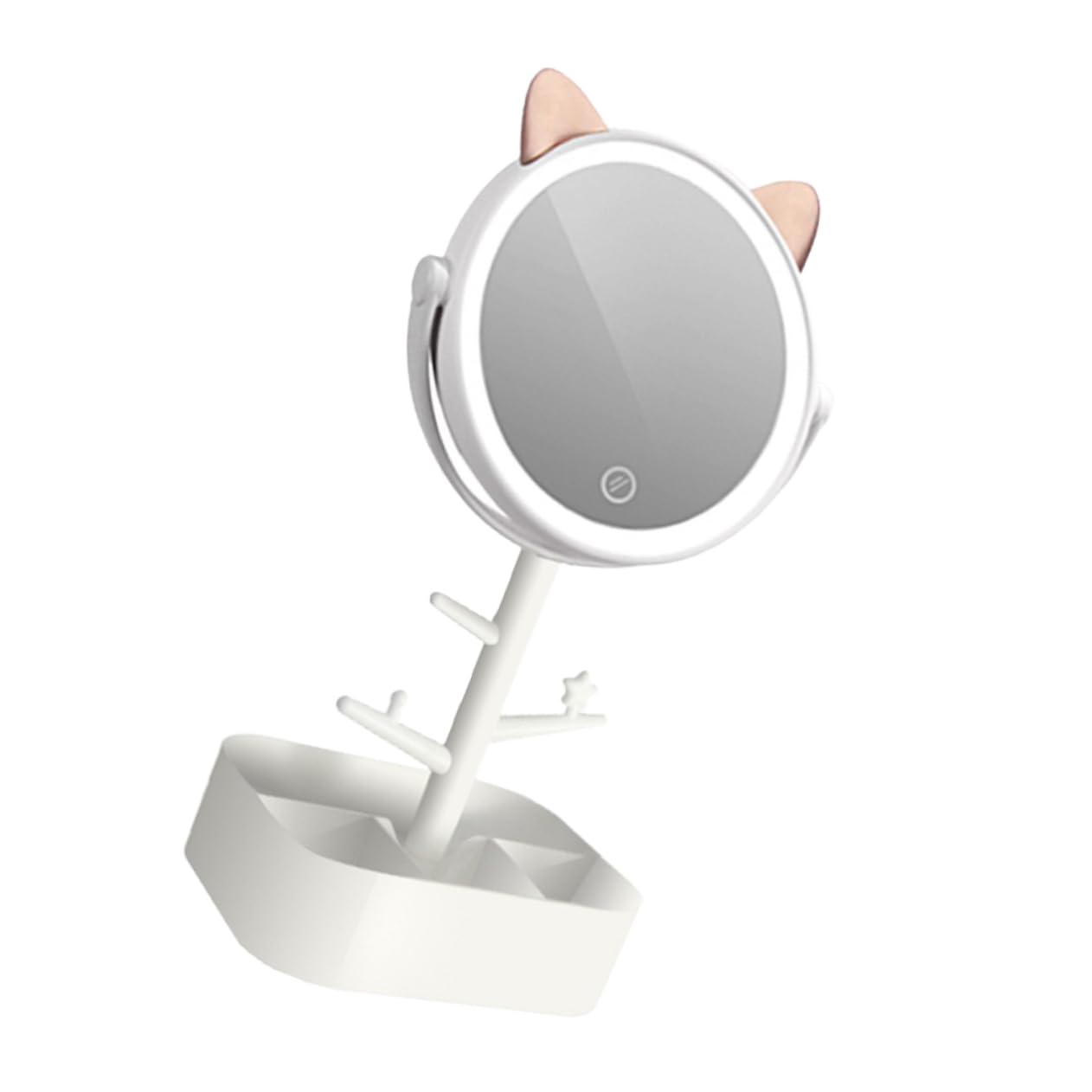 Miroir de maquillage LED pour table de chambre et rangement de cosmétiques