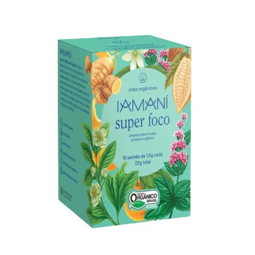 Chá Iamaní Super Foco Gengibre Hortelã Cacau Orgânico 15sach