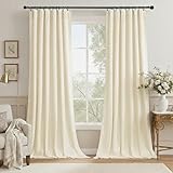StangH Ivory Velvet Curtains for Window - White Privacy Thermal Drapes, Elegant Decor White Backdrop Curtains 96 inches Long for Dining Room/Apartment/Wedding, Ivory, W52 x L96, 2 Panels
