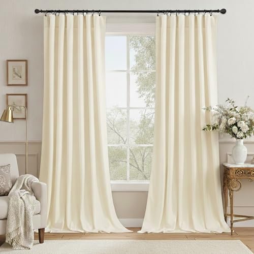 StangH Lot de 2 Rideaux de fenêtre en Velours Ivoire – Rideaux Thermiques Blancs – Décoration élégante – pour Salle à Manger, Appartement, Mariage...
