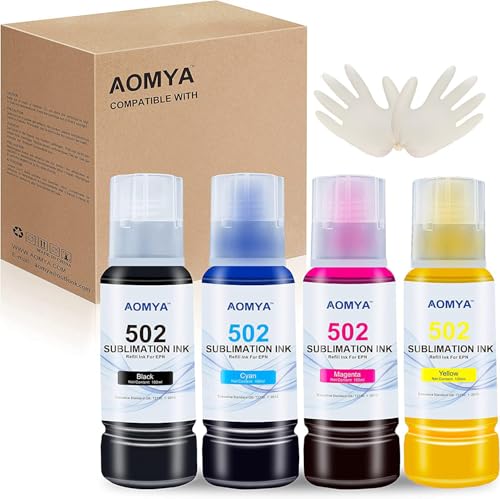 T-502 Recambio de tinta de sublimación compatible con Epn EcoTank Supertank ET-2800 ET-2850 ET-2720 ET-15000 ET-4760 Impresoras de inyección de tinta transferencia de calor en tazas,vasos,camisetas