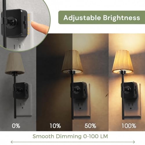 Image of L LOHAS LED Night Lights Plug into Wall, Pleated Fabric Cover Night Light | Dusk to Dawn Sensor Vintage Night Light, 0-100LM Dimmable, for Bedroom Living Room Hallway